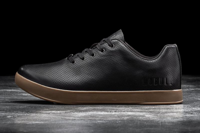 Nobull Dark Gum Leather Men's Trainers Black | USA M1402Q